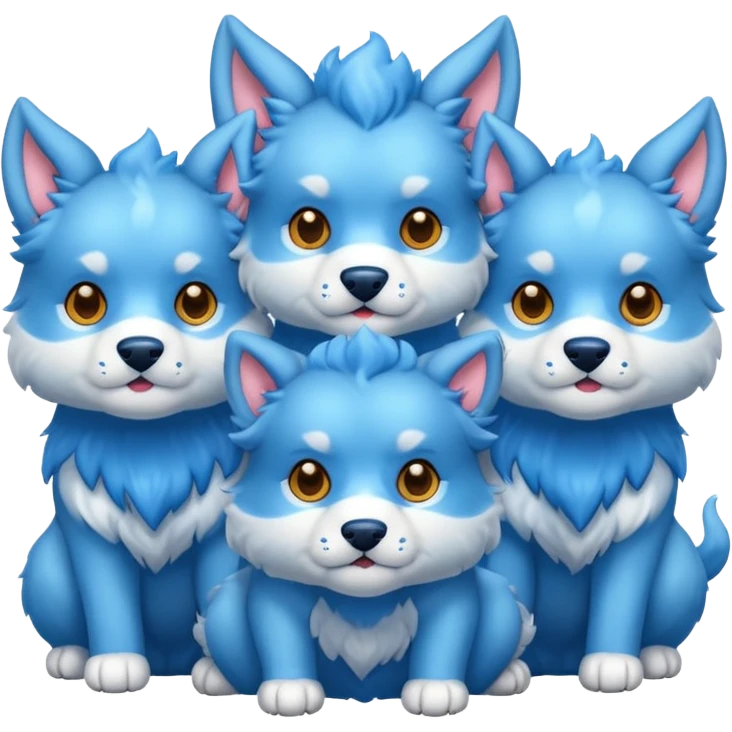 cute blue cerberus (one body, 3 heads) emoji