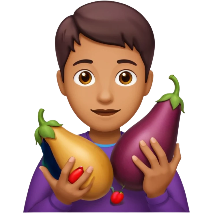 emoji with 🍆 in hand emoji