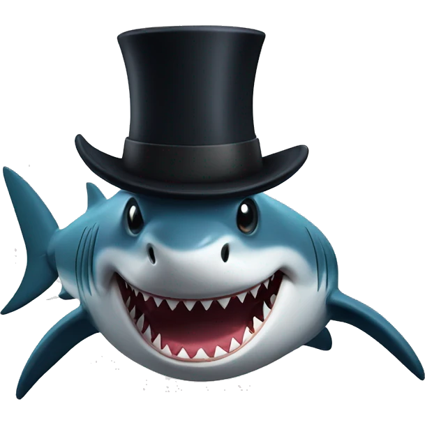Shark with a top hat emoji