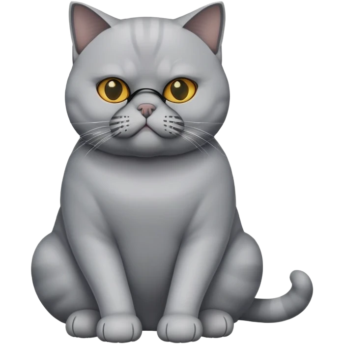 British Shorthair cat full body sitting with a mask emoji