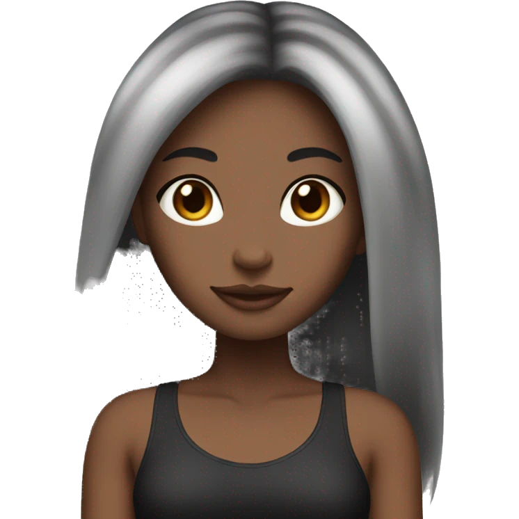 Straight hair Black girl with black/white cat emoji