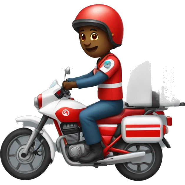 a red ambulance motorcycle rider in Rwanda emoji