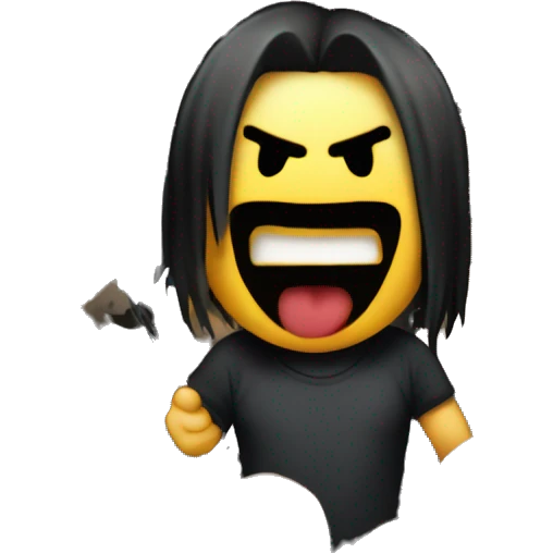 metalhead with a straw head, full body, angry face, in the middle of a mosh pit at a rock concert emoji