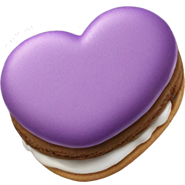 purple Realistic isolated heart shaped macaron cookie laying down flat emoji