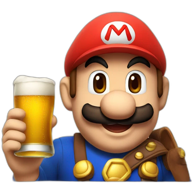 Mario with beer emoji