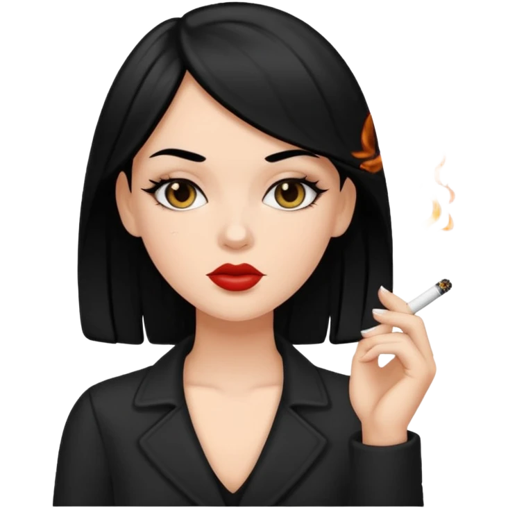 white girl with black hair smoking emoji