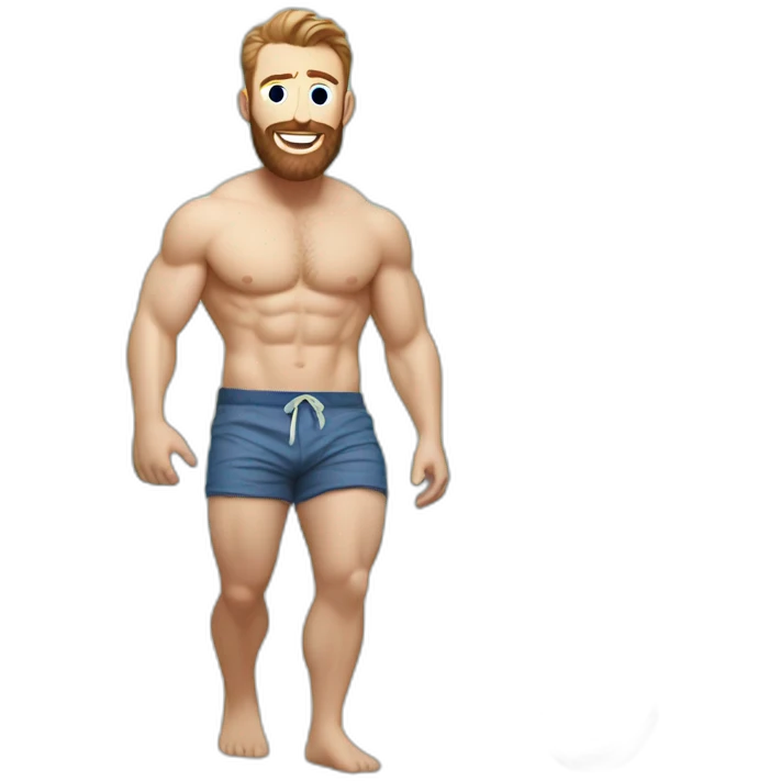 Chris evans in the beach wearing a shorts emoji