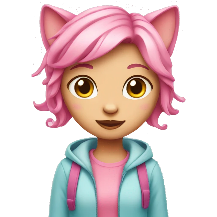 girl pink cat emoji