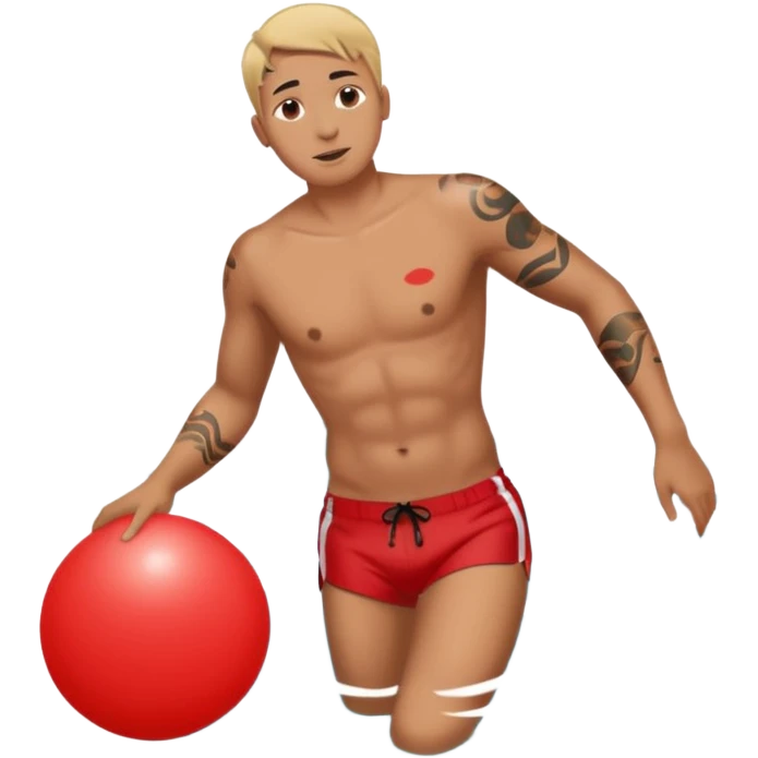 кружок красный в нем человек занимается плаваньем emoji