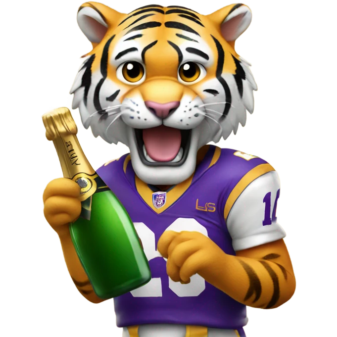 LSU Mike the Tiger spraying champagne  emoji