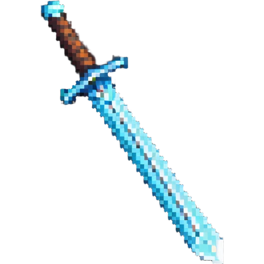 pixel art style diamond sword reminiscent of retro games emoji