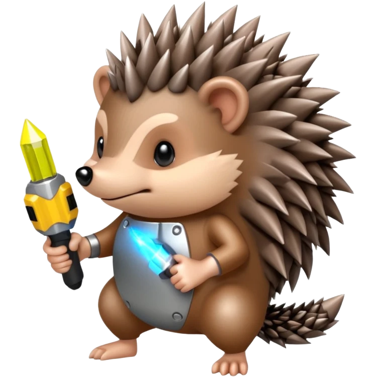 Hedgehog on 4 legs holding a taser emoji