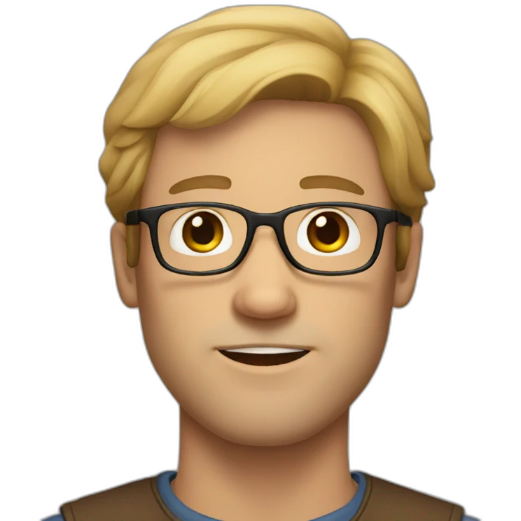 white man with a long bear, brown hair and glasses emoji
