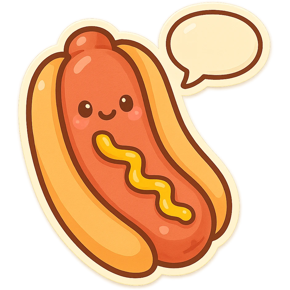 hotdog with a speech bubble, vibrant and playful, suitable for emoji or sticker use emoji