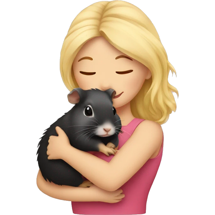 Blonde Woman hugging a guineapig emoji