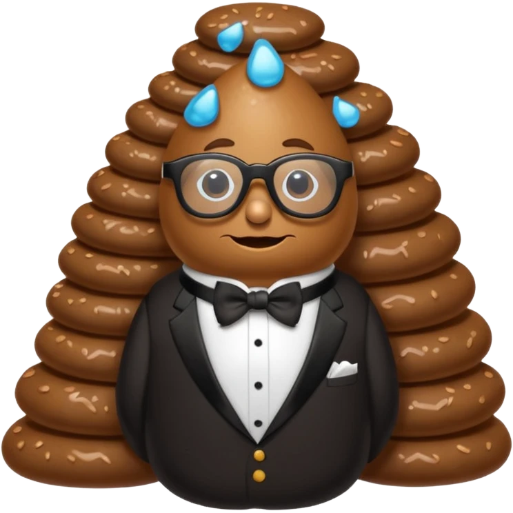 Poop wearing a tux and plastic glasses emoji
