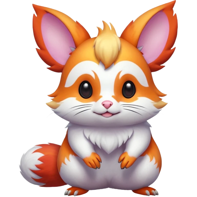  Shiny iridescent light warmly colored reddish-orange-gold-gradients neon vibrant colorful pastel flourishing flurry fuzzy Absol-Minccino-Furret-Zangoose-Chinchilla-fusion-animal-Fakémon-hybrid-creature, by griffsnuff emoji