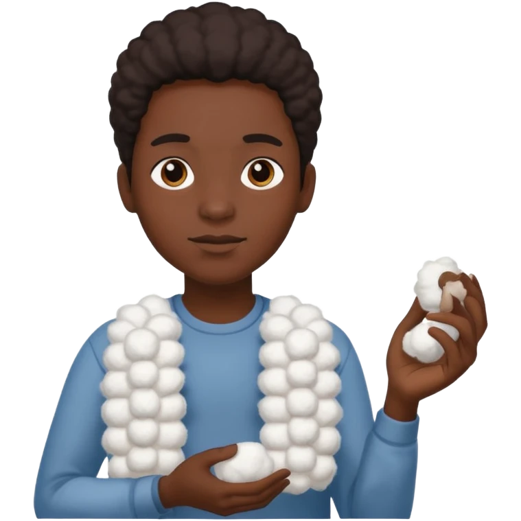 black person with cotton in their hand  emoji