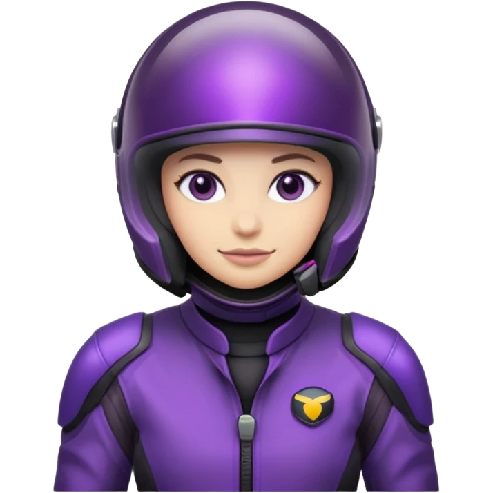Créer un emoji avec une moto mt07 sport noir mate / violet iridescent très foncé. Avec une pilote dessus visière violet sombre faceless, bulle de la moto violet. Avec fond arrière violet, tenue complète casque inclus violet  emoji