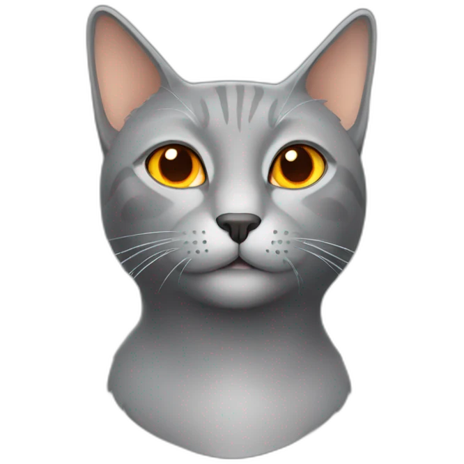 Grey cat with orange eyes  emoji