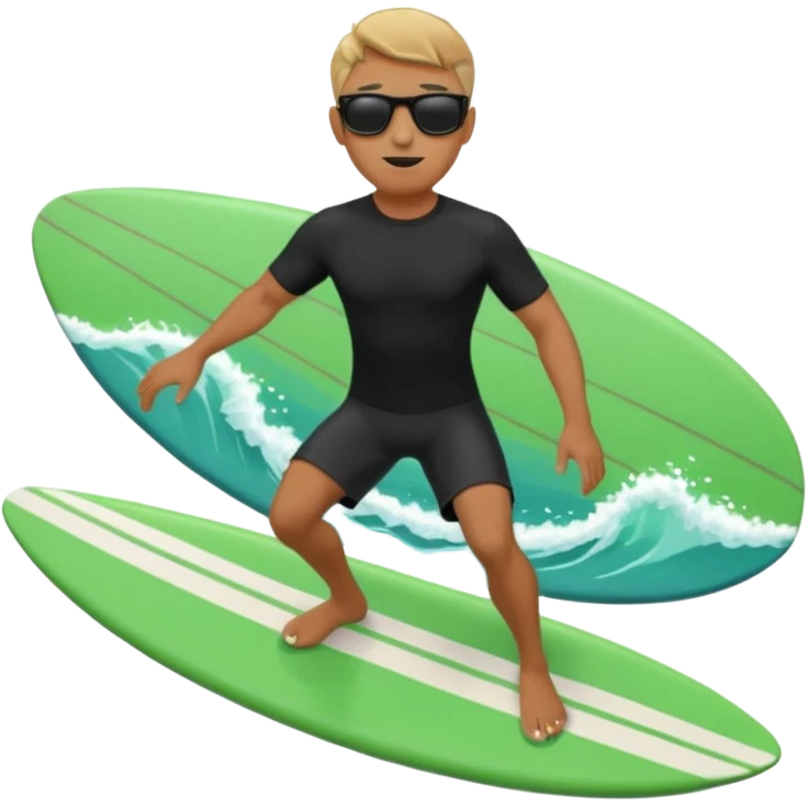 Un hombre sorteando con camisa negra y tabla verde emoji