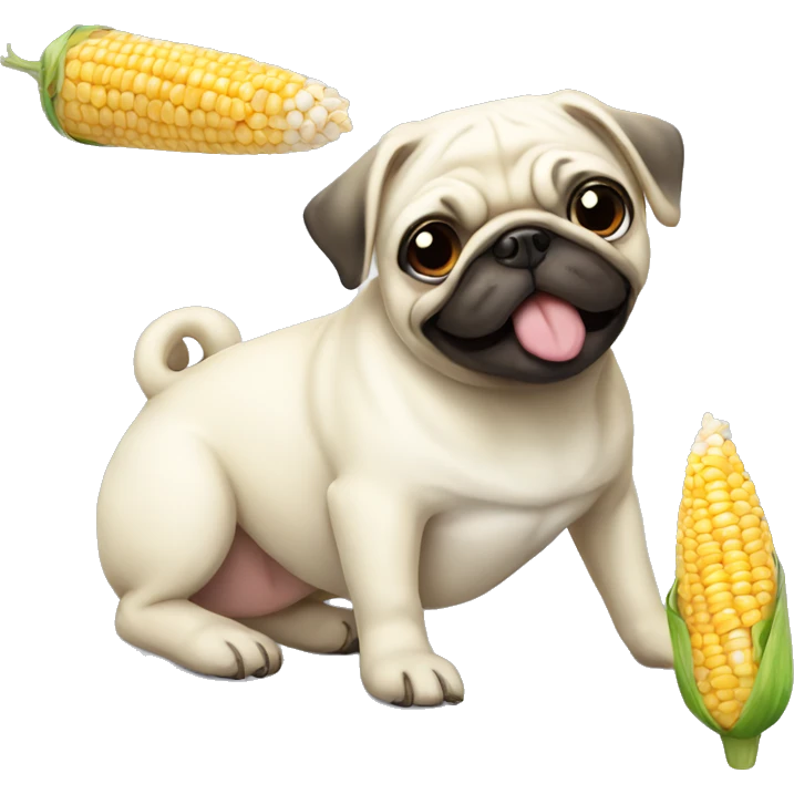 White pug corn emoji
