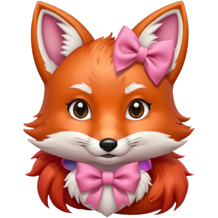 charming fox with pink bow, bust up emoji
