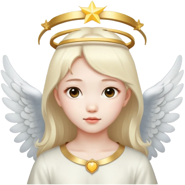 Asian girl with angel halo emoji