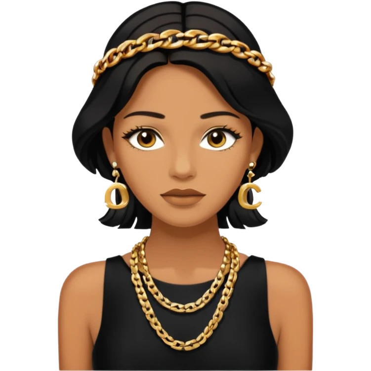 chanel black dress with gold chains emoji