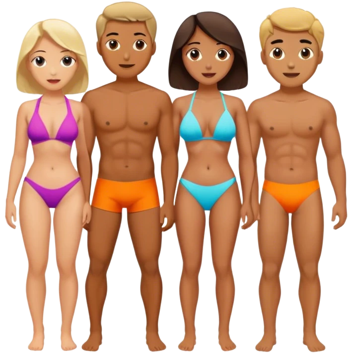 3 women 2 men on beach emoji