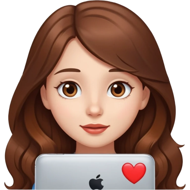 girl with long brown hair video chatting with heart eyes emoji