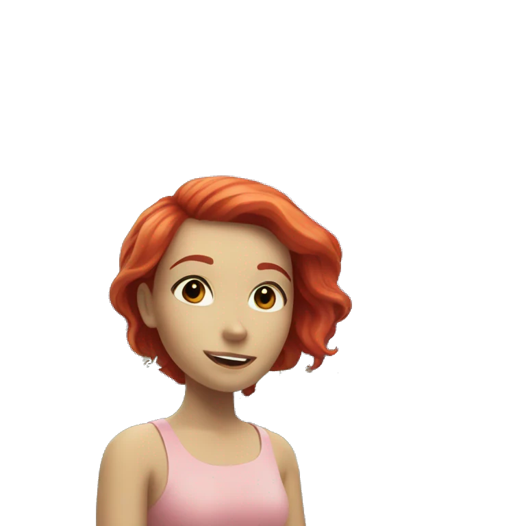 red haired girl next to aquarium emoji