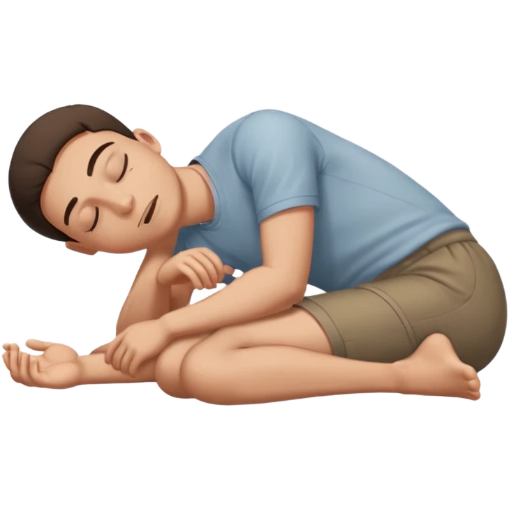 a man laying on ground straight eyes closed emoji