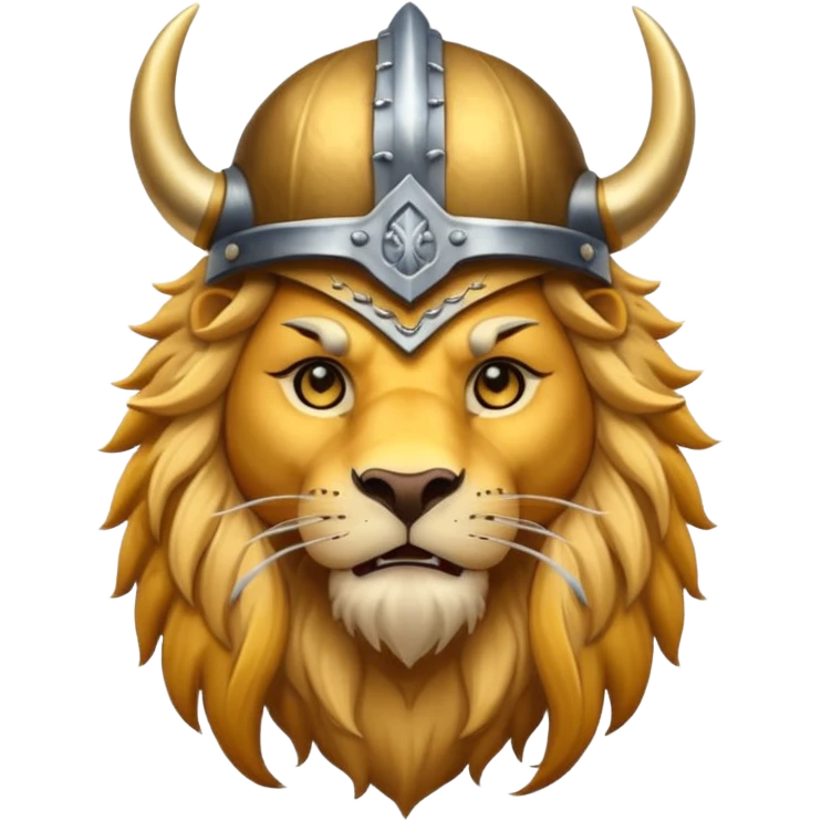 lion, viking helmet,  emoji