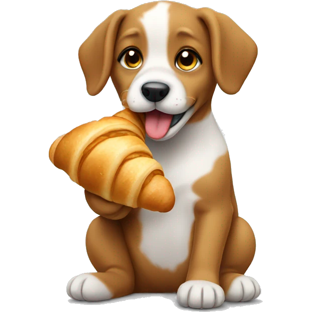 Puppy eating croissant  emoji