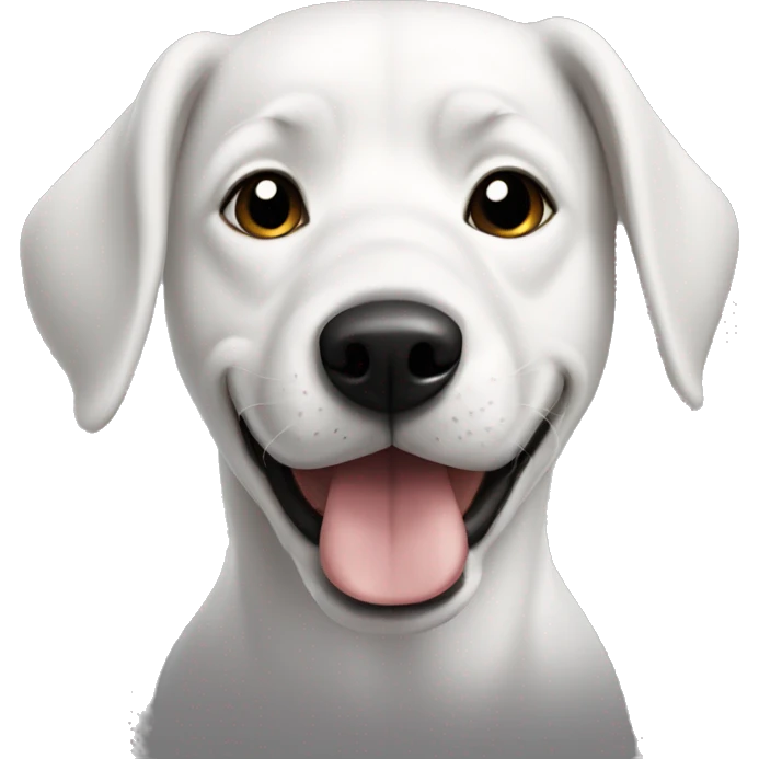 White dog with black ears, black nose, black around eges  emoji
