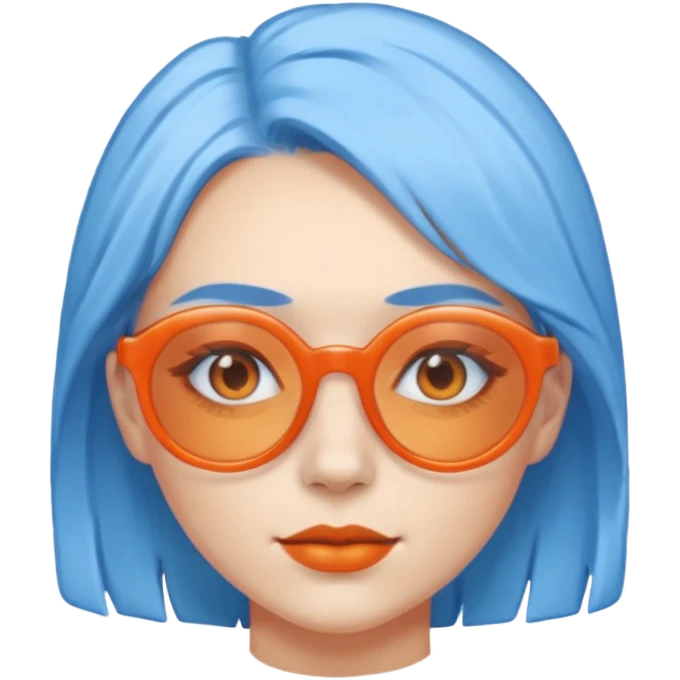 blue skinned orange glassed woman emoji
