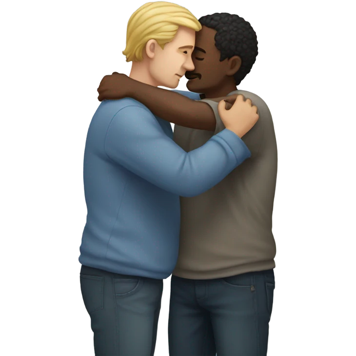 Two white men tenderly embracing emoji