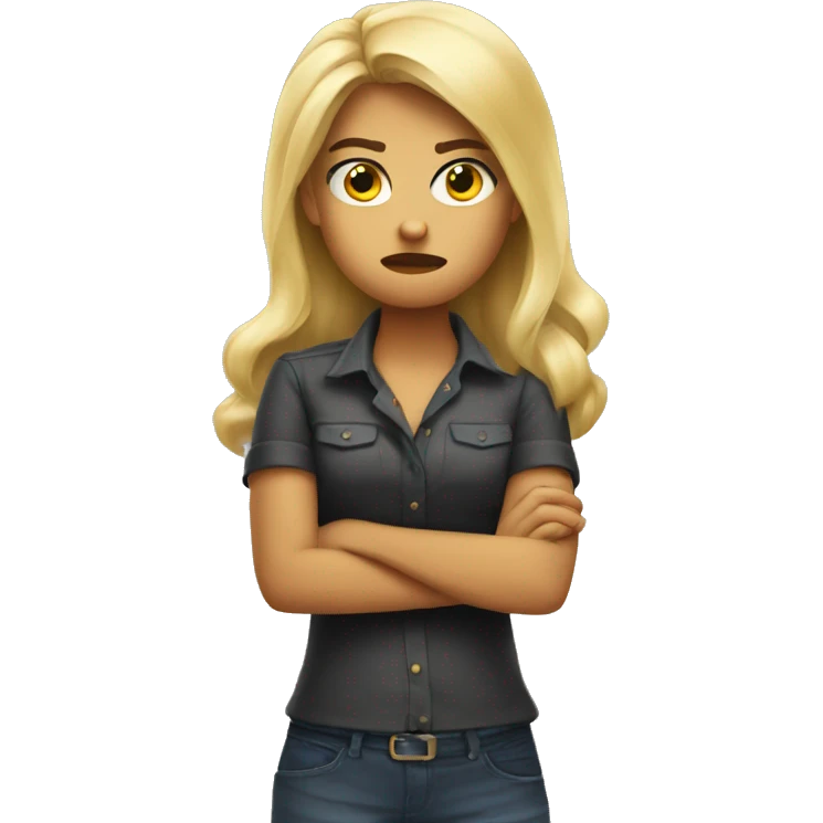 angry arms crossed blonde girl emoji  emoji
