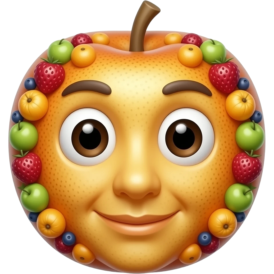 glossy emoji face as fruits that doesn’t have a nose emoji