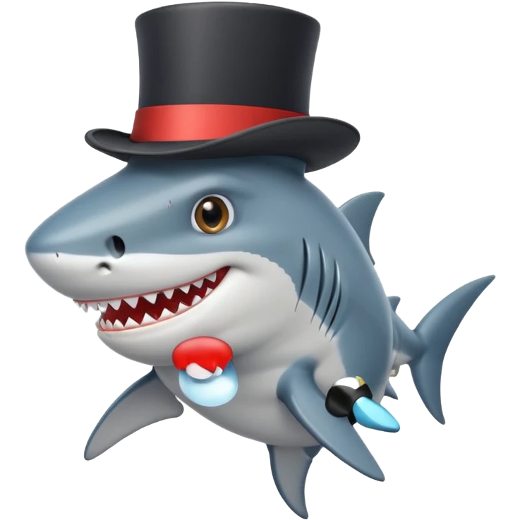 Shark with a top hat emoji
