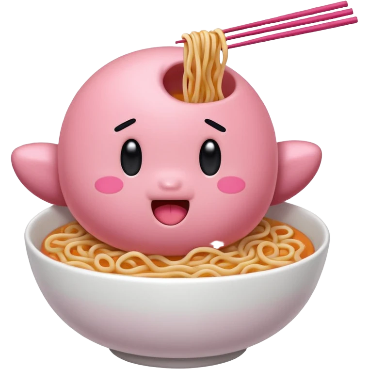 Kirby eating noodles emoji