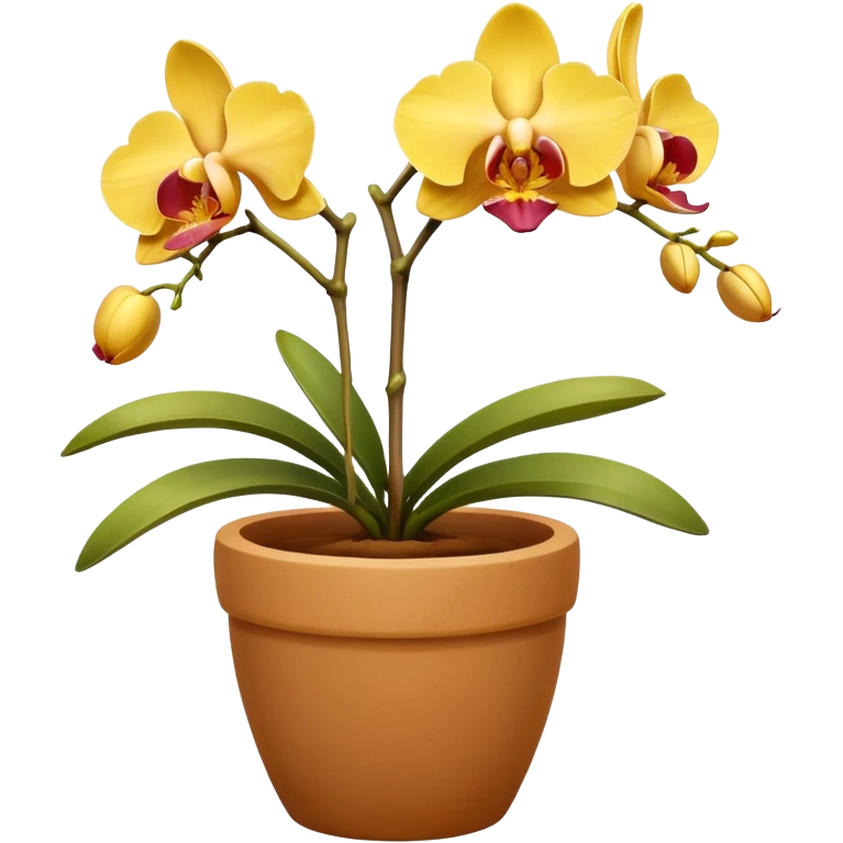 yellow Orchid in a clay pot emoji