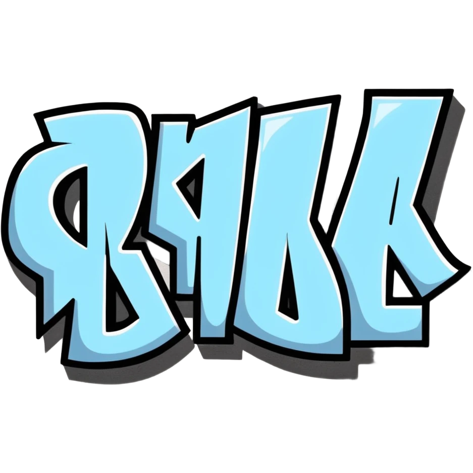 graffiti style connected BLK letters with silver outline, urban street art emoji