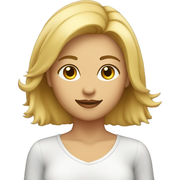 Mujer pelo rubio oscuro sin lentes, pelo carto emoji