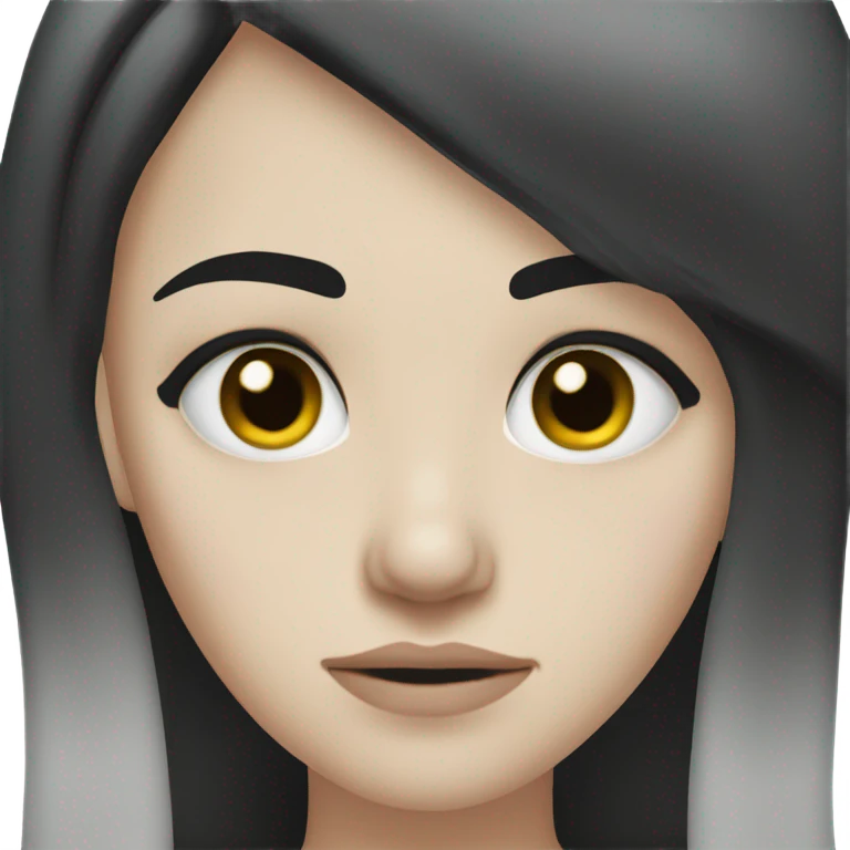 Pale girl black hair sad and heart broken emoji