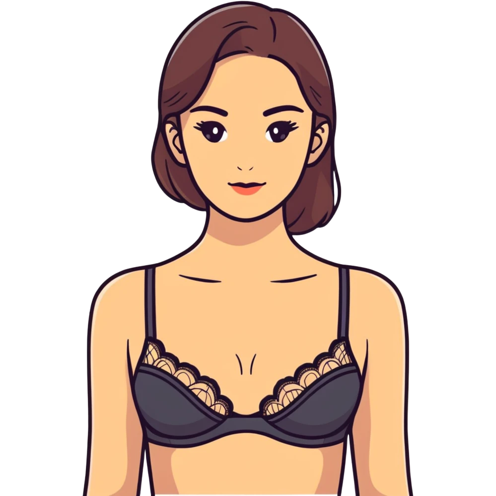 A woman with a lace bra emoji