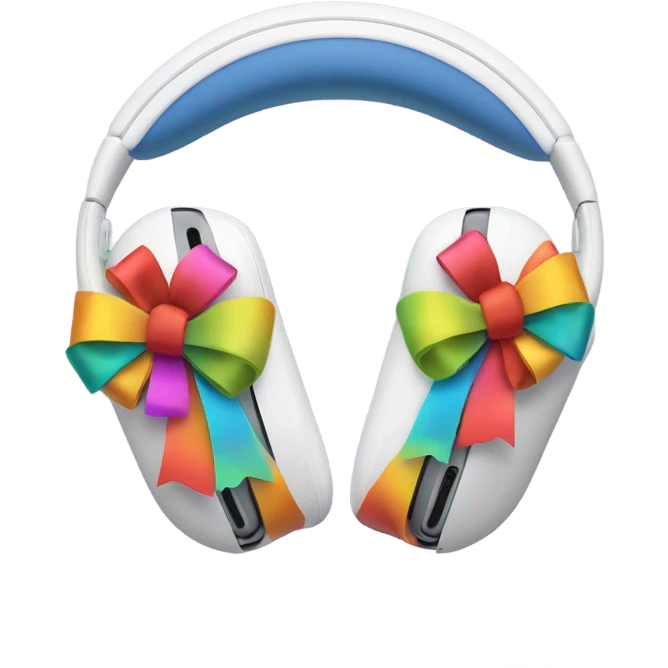 AirPod maxes with bows emoji