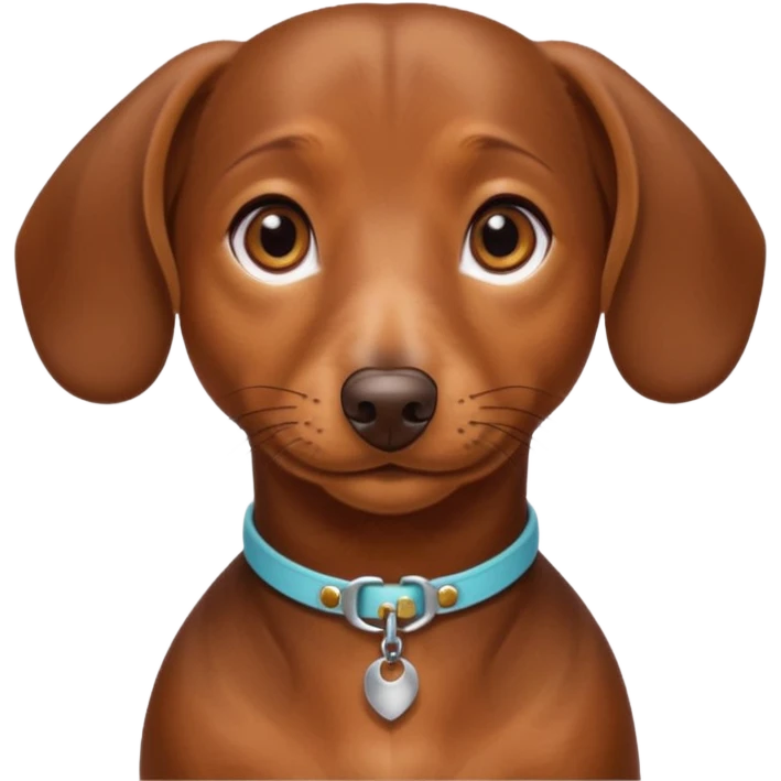 Make a brown short hair dachshund with hazel  eyes and a collar that says the name mocha emoji