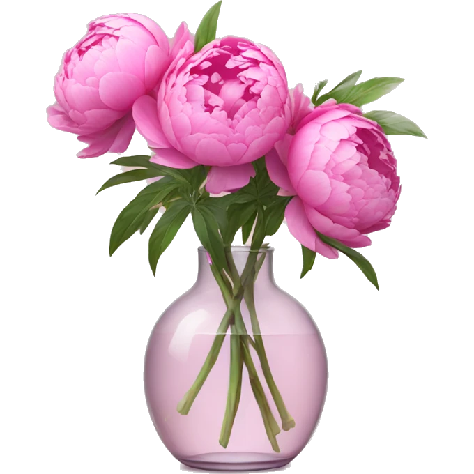 Pink peony flowers in glass vase  emoji